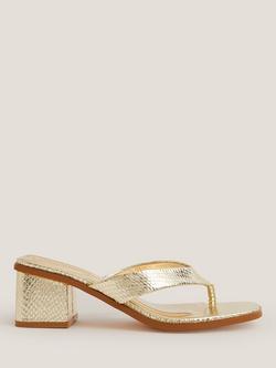 Monsoon Tilly Toe Post Heeled Mules, Gold, Gold
