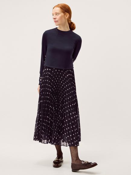 Monsoon Daisy Spot Midi Dress, Navy, Navy
