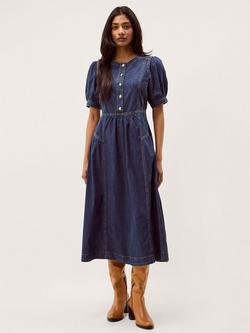 Monsoon Eliza Denim Midi Dress, Mid Authentic Blue, Mid Authentic Blue