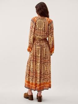 Monsoon Ines Boho Print Midi Dress containing LENZING™ ECOVERO™ Viscose, Stone - view 2, Stone