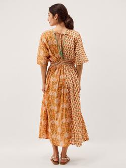 Monsoon Carris Mixed Floral Dress, Orange - view 2, Orange