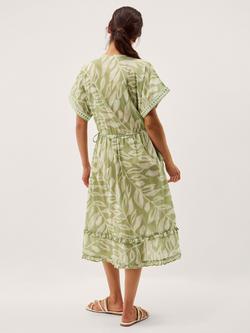 Monsoon Lillie V-Neck Leaf Print Dress, Green - view 2, Green