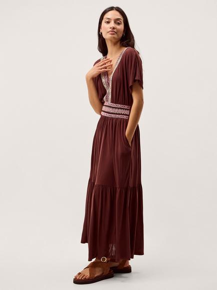 Monsoon Jacqueline Maxi Dress, Brown, Brown