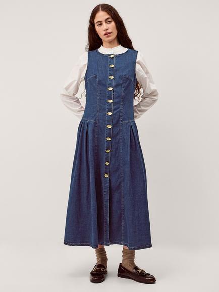 Monsoon Layla Denim Maxi Dress, Indigo, Indigo