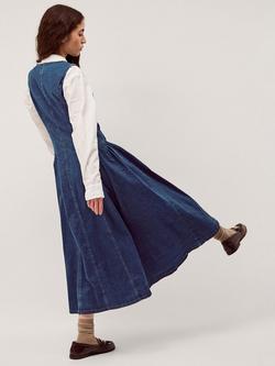 Monsoon Layla Denim Maxi Dress, Indigo - view 2, Indigo