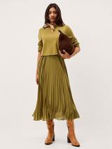 Ghost Kimberley Velvet V-Neck Midi Dress, Green, M