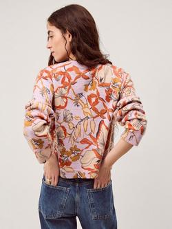 Monsoon Isabella Floral Wool Blend Cardigan, Pink - view 2, Pink