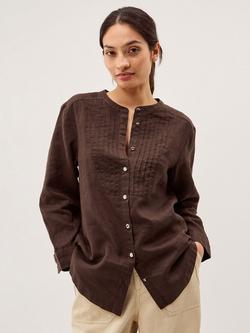 Monsoon Clo Pure Linen Shirt, Dark Brown, Dark Brown