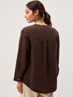 Monsoon Clo Pure Linen Shirt, Dark Brown - view 2, Dark Brown