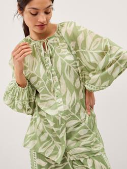 Monsoon Lillie Leaf Print Shirt, Green, Green
