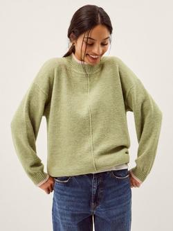 Monsoon Tori Colour Contrast Jumper, Pale Green