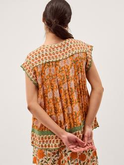 Monsoon Carris Floral Top, Orange - view 2, Orange