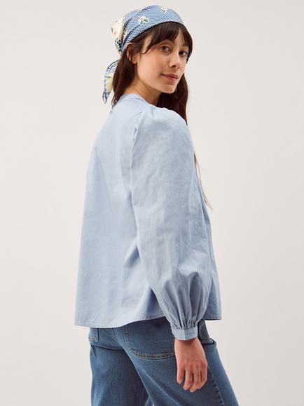 Monsoon Erica Cornelli Trim Top, Blue - view 2, Blue