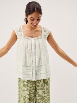 Monsoon Olivia Pintuck Shirt, Ivory, Ivory