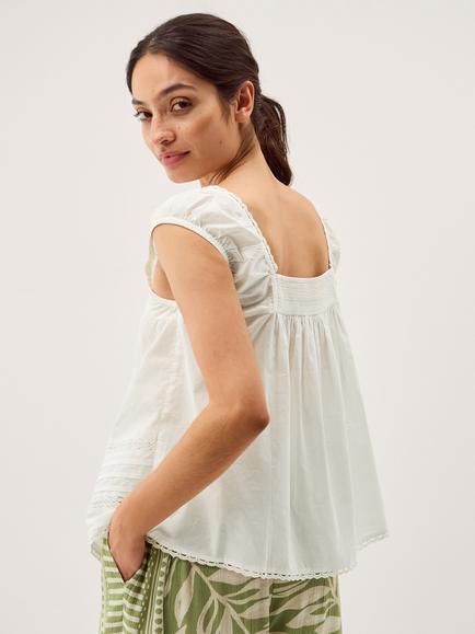 Monsoon Olivia Pintuck Shirt, Ivory - view 2, Ivory