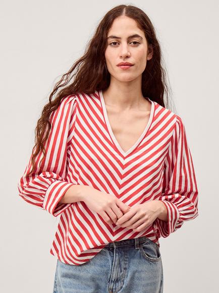 Monsoon Shayla V-Neck Top, Ivory, Ivory