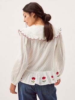Monsoon Talia Embroidered Tulip Top, White/Multi - view 2, White/Multi