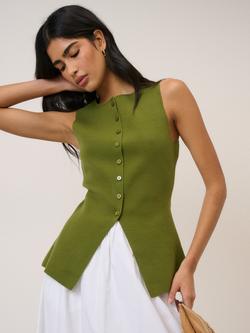 Nobody's Child Compact Knit Waistcoat, Green - view 2, Green