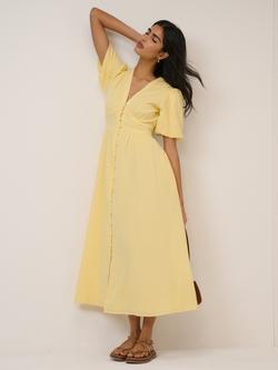 Nobody's Child Savanna Dobby Midi Dress, Yellow, Yellow
