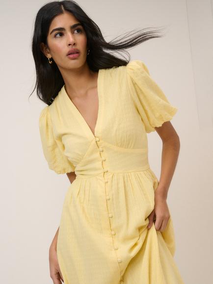 Nobody's Child Savanna Dobby Midi Dress, Yellow - view 2, Yellow