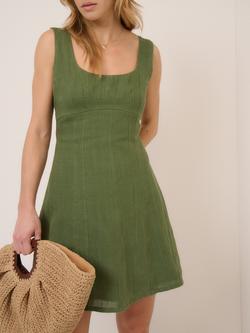 Nobody's Child Emelia Pure Linen Mini Dress, Green - view 2, Green