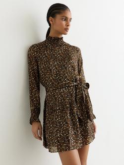 Reiss Darci Floral Flippy Mini Dress, Black, Black