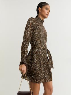 Reiss Darci Floral Flippy Mini Dress, Black - view 2, Black