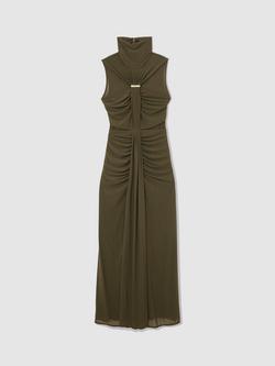 Reiss Colette Ruched Sleeveless Maxi Dress, Khaki - view 2, Khaki