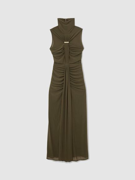 Reiss Petite Colette Ruched Sleeveless Maxi Dress, Khaki - view 2, Khaki