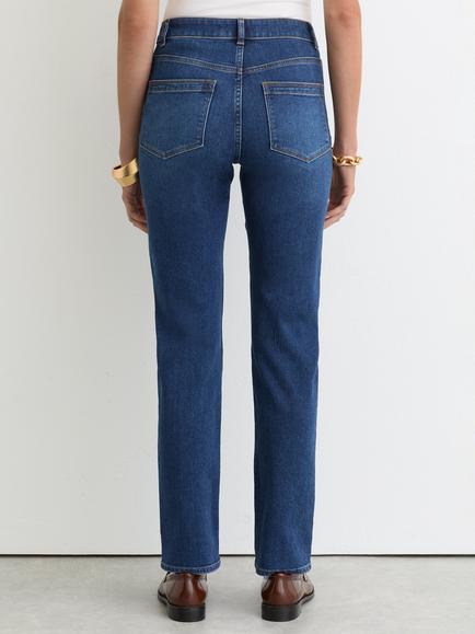 Reiss Isabel Mid Rise Jeans, Mid Blue - view 2, Mid Blue