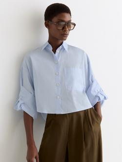 Reiss Solenge Cropped Shirt, Blue