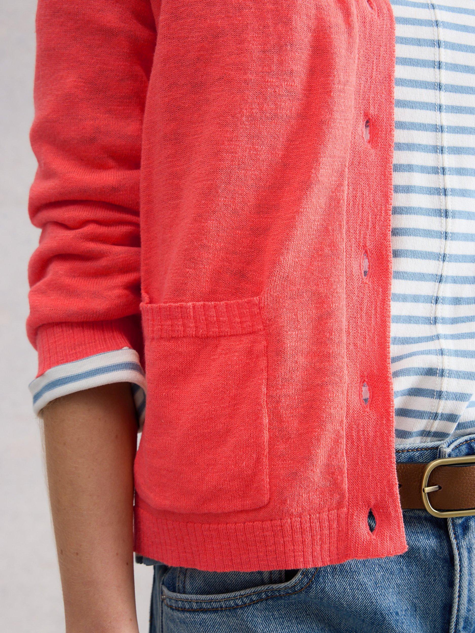 Product image 3 of 11, which shows White Stuff Nova V-Neck Cardigan, Coral, 6