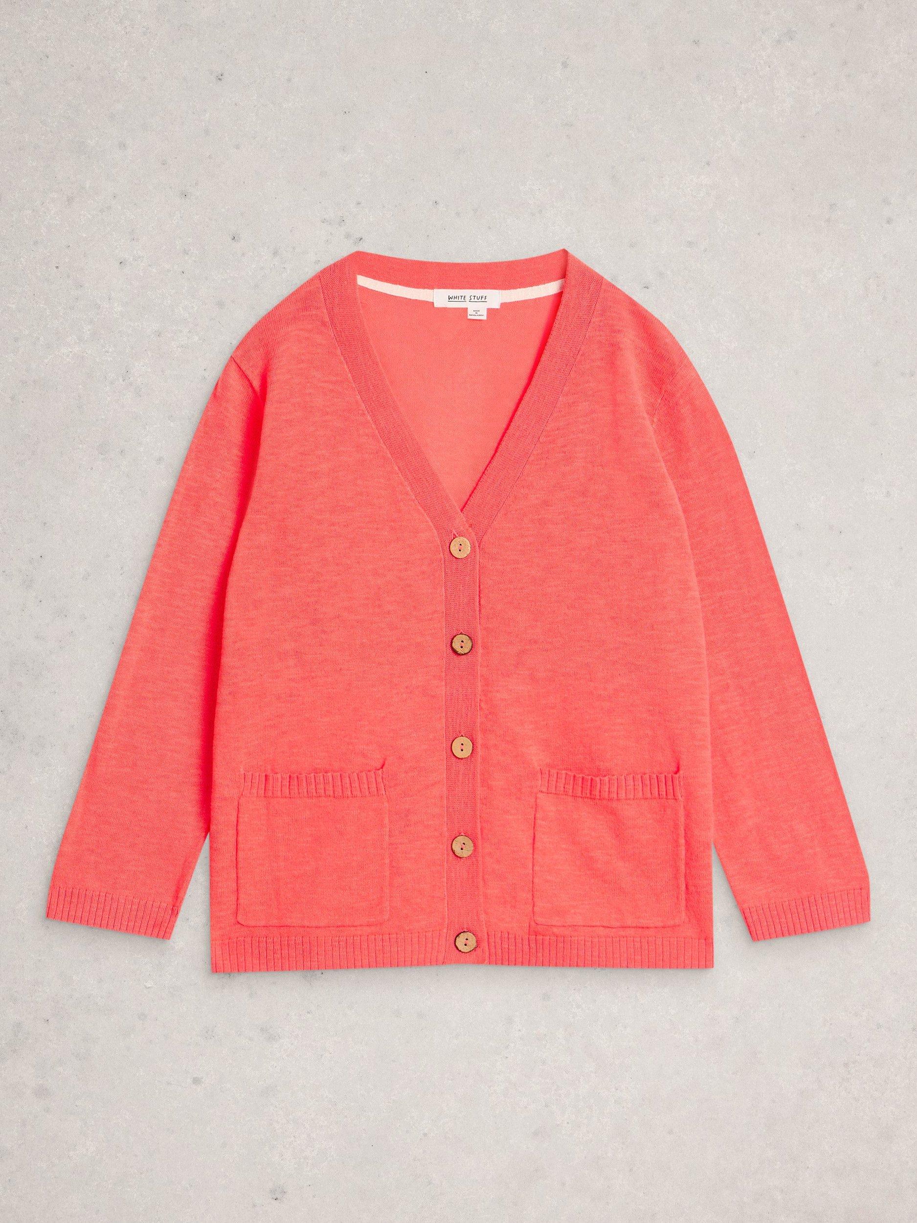 Product image 5 of 11, which shows White Stuff Nova V-Neck Cardigan, Coral, 6