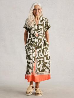 White Stuff Marianne Abstract Linen Blend Dress containing LENZING™ ECOVERO™ Viscose, Multi, Multi