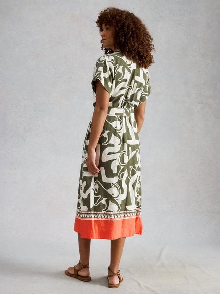 White Stuff Marianne Abstract Linen Blend Dress containing LENZING™ ECOVERO™ Viscose, Multi - view 2, Multi