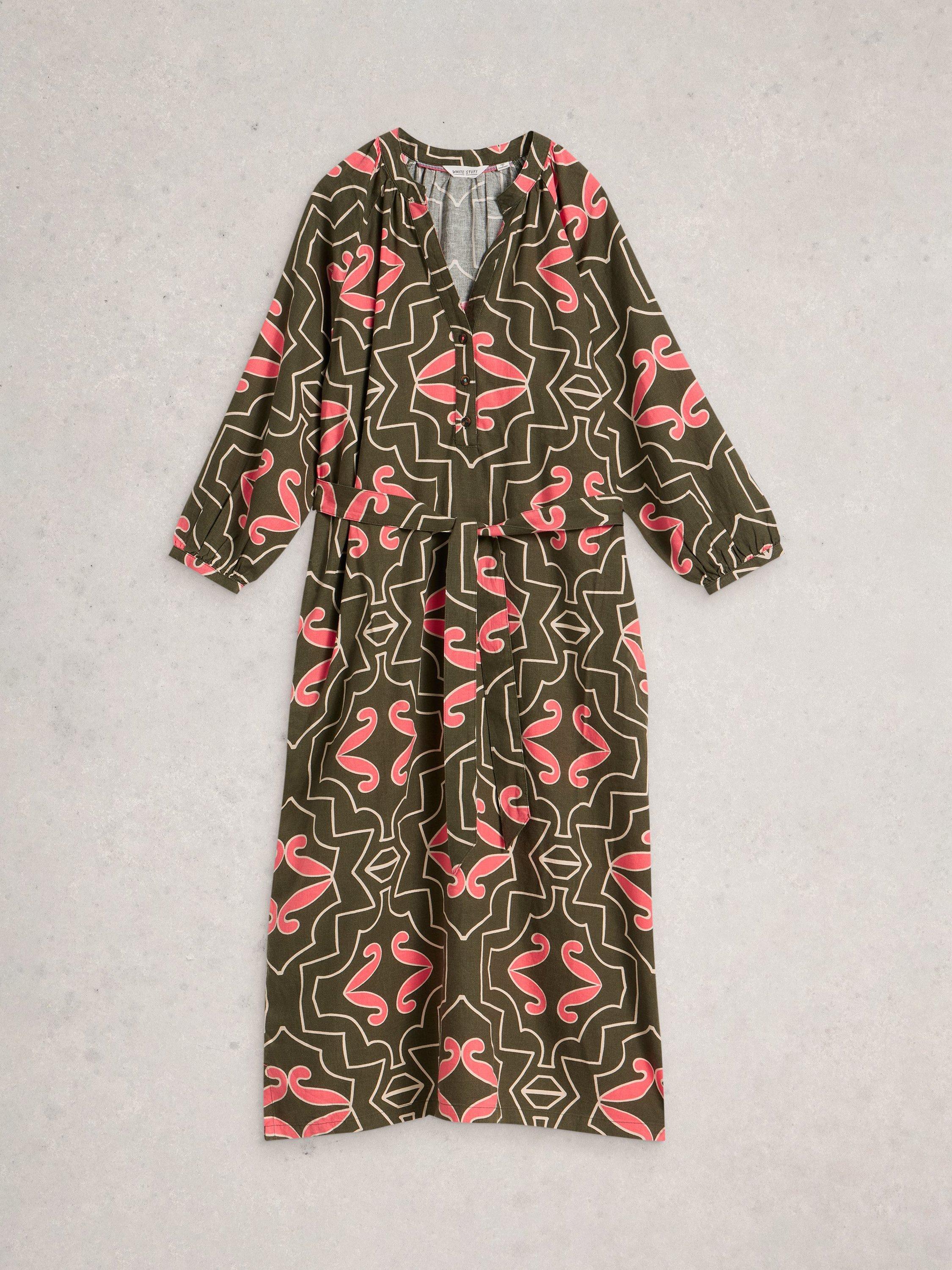 Product image 5 of 6, which shows White Stuff Tobi Abstract Linen Blend Midi Dress, Green, 6