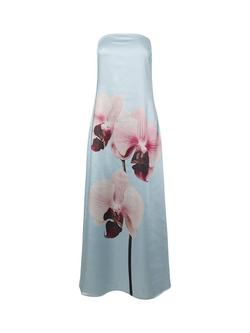 YAS Orchida Graphic Floral Dress, Blue/Multi, Blue/Multi
