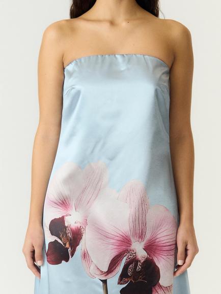 YAS Orchida Graphic Floral Dress, Blue/Multi - view 2, Blue/Multi