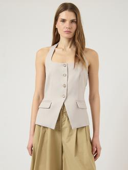 YAS Milda Halterneck Waistcoat, Grey, Grey