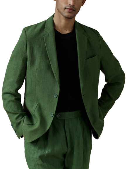 Percival Tailored Fit Linen Blend Suit Jacket, Forest