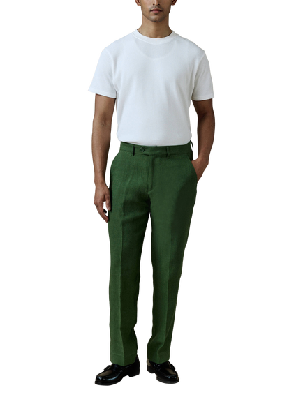 Percival Tailored Fit Linen Blend Suit Trousers, Forest