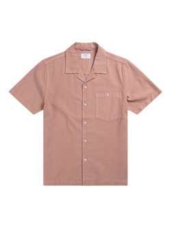 Percival Cotton Regular Fit Cuban Collar Shirt, Mauve, Mauve
