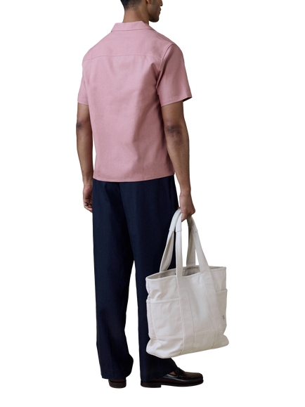 Percival Cotton Regular Fit Cuban Collar Shirt, Mauve - view 2, Mauve