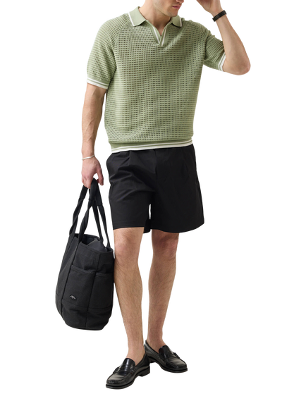 Percival Cotton Regular Fit Short Sleeve Knit Polo Shirt - view 2, Sage