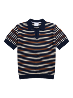 Percival Cotton Regular Fit Short Sleeve Knit Polo Shirt, Navy