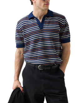 Percival Cotton Regular Fit Short Sleeve Knit Polo Shirt - view 2, Navy