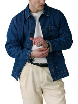 Percival Grove Cotton Chore Jacket, Mid Wash Blue, Mid Wash Blue