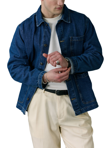 Percival Grove Cotton Chore Jacket, Mid Wash Blue, Mid Wash Blue