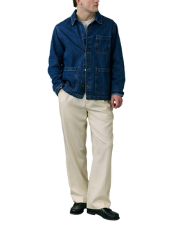 Percival Grove Cotton Chore Jacket, Mid Wash Blue - view 2, Mid Wash Blue