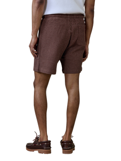 Percival Sorrento Cotton Linen Blend Yarn Dyed Stripe Shorts, Brown - view 2, Brown